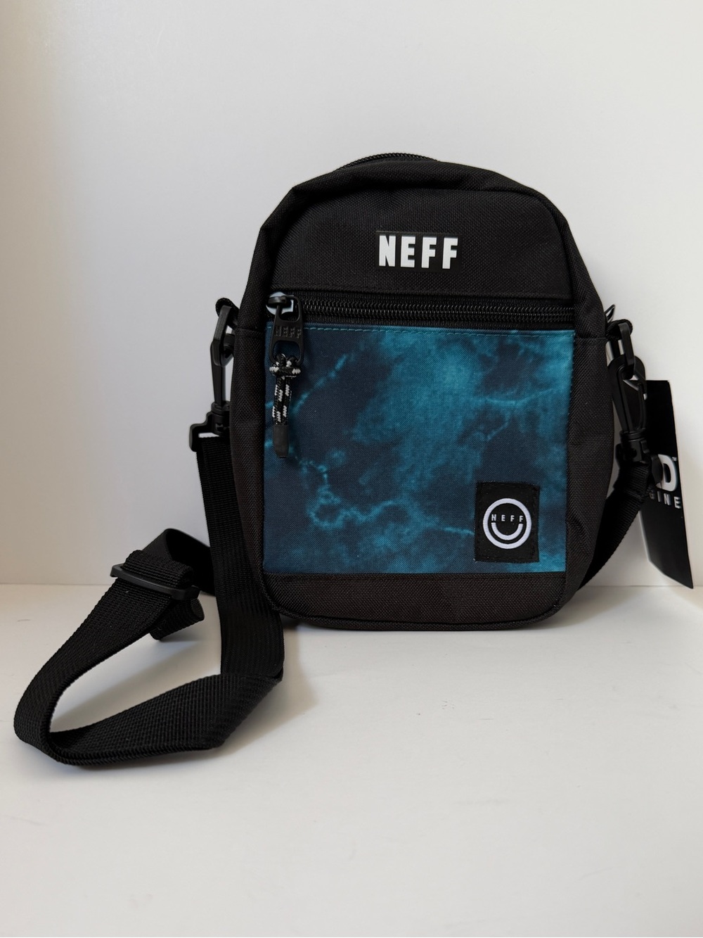 NWT Neff Crossbody Bag Black Teal Marble Utility